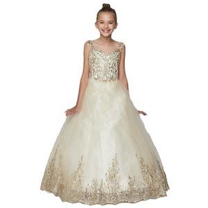 CINDERELLA COUTURE Champagne Glittered Satin Tulle Dress Multi-Sizes 8004X